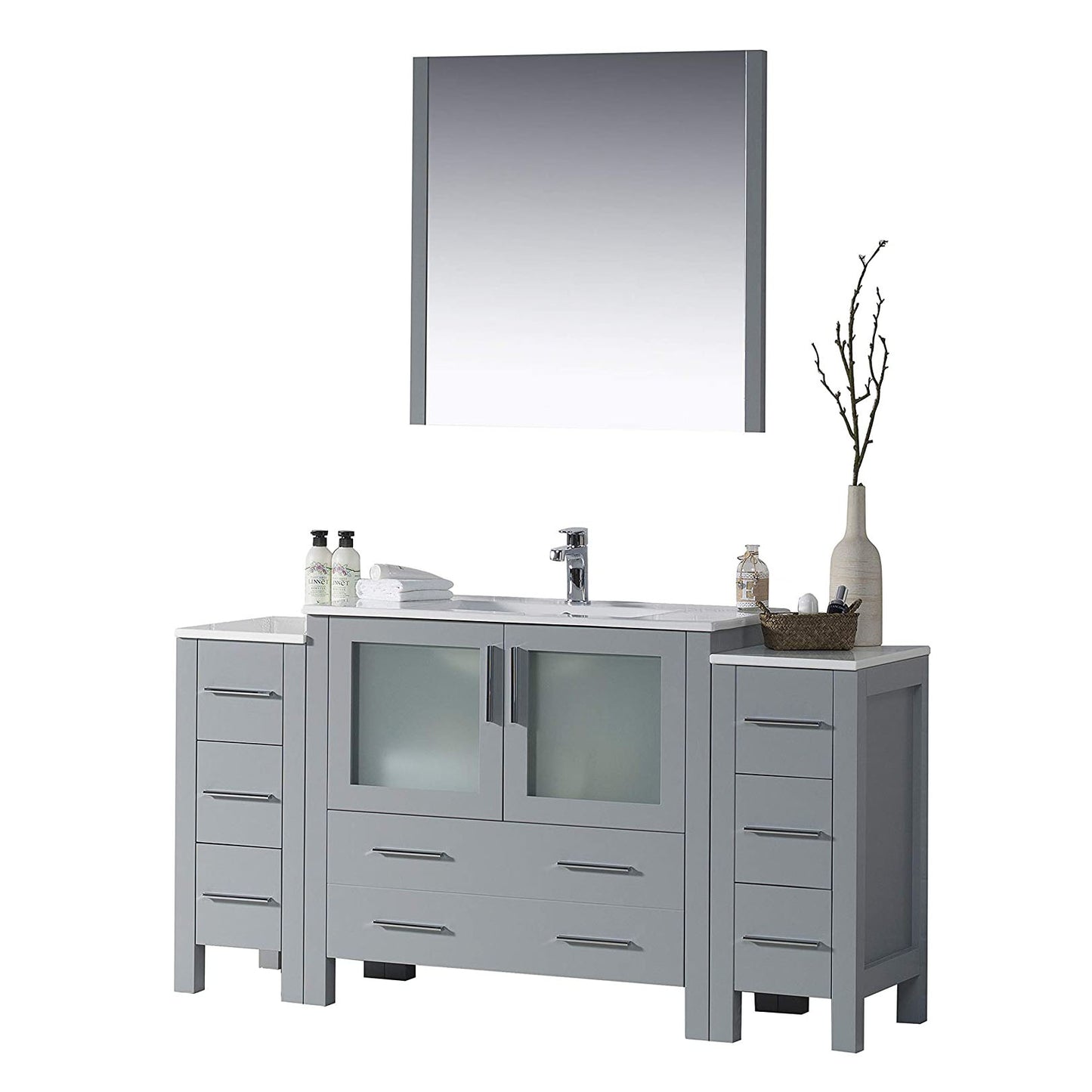 Blossom Sydney 60" Vanity, White, Espresso, Metal Grey, Side Cabinet