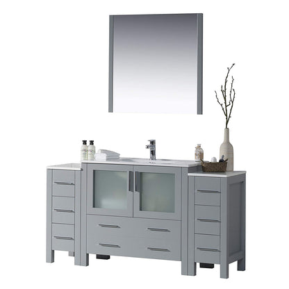 Blossom Sydney 60" Vanity, White, Espresso, Metal Grey, Side Cabinet