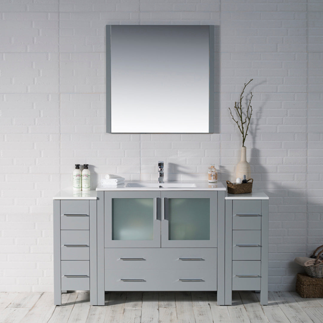 Blossom Sydney 60" Vanity, White, Espresso, Metal Grey, Side Cabinet