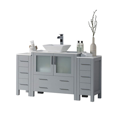 Blossom Sydney 60" Vanity, White, Espresso, Metal Grey, Side Cabinet