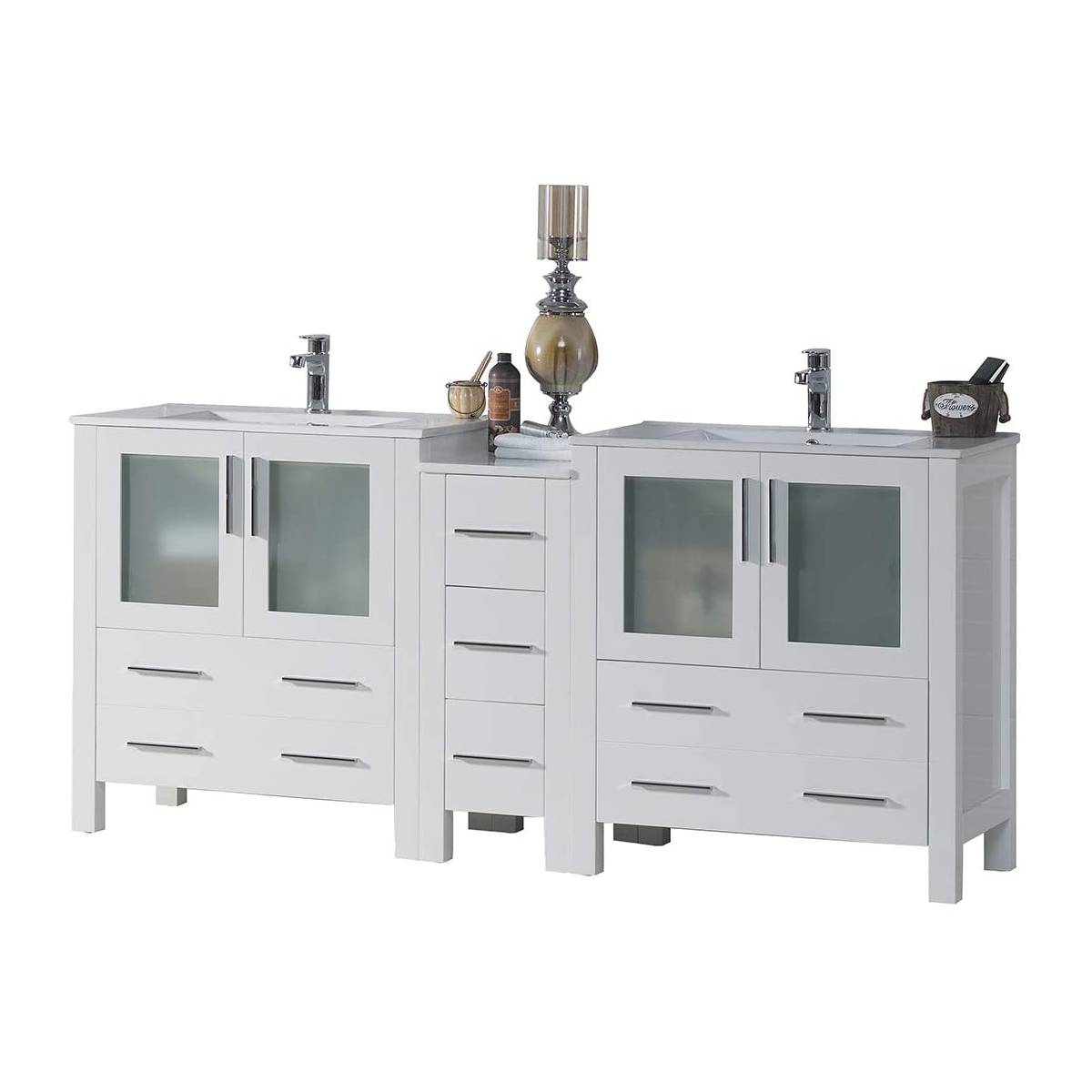 Blossom Sydney 72" Double Vanity Set, White, Espresso, Metal Grey