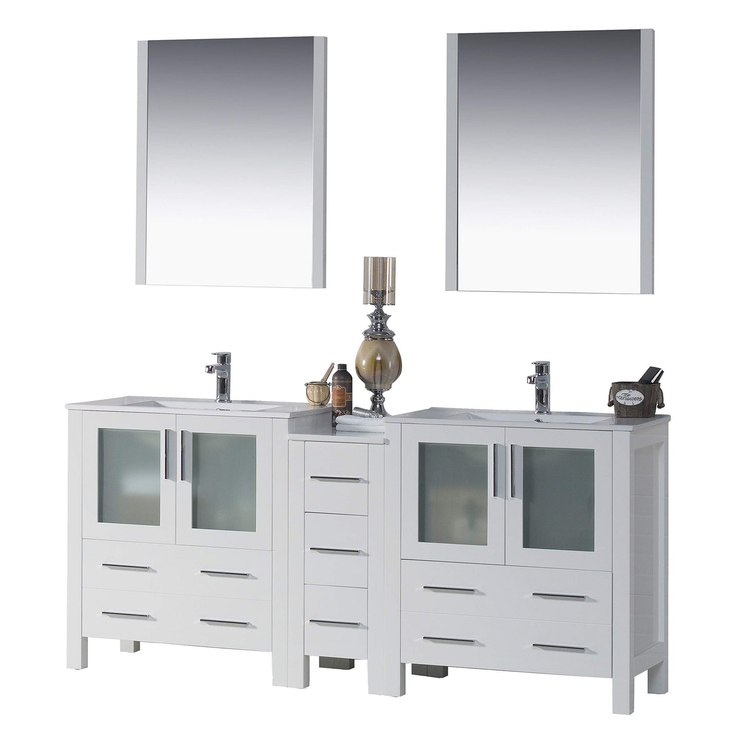 Blossom Sydney 72" Double Vanity Set, White, Espresso, Metal Grey