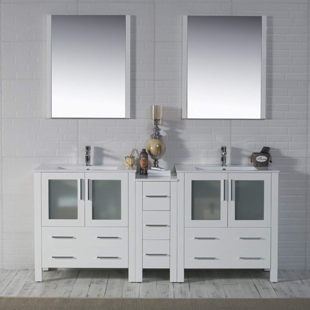 Blossom Sydney 72" Double Vanity Set, White, Espresso, Metal Grey