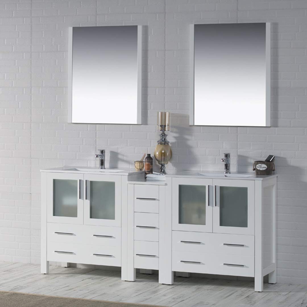 Blossom Sydney 72" Double Vanity Set, White, Espresso, Metal Grey