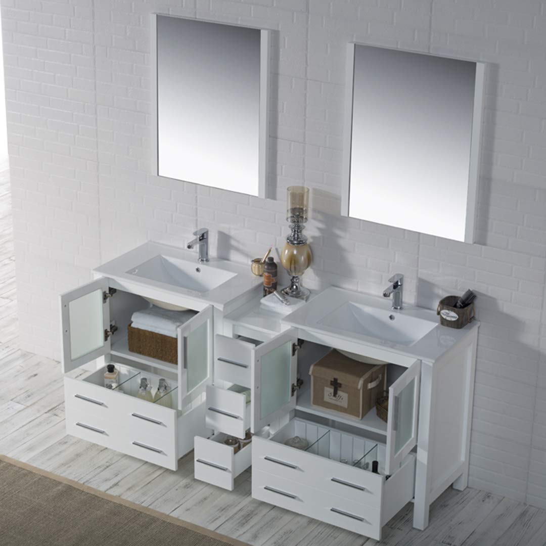 Blossom Sydney 72" Double Vanity Set, White, Espresso, Metal Grey