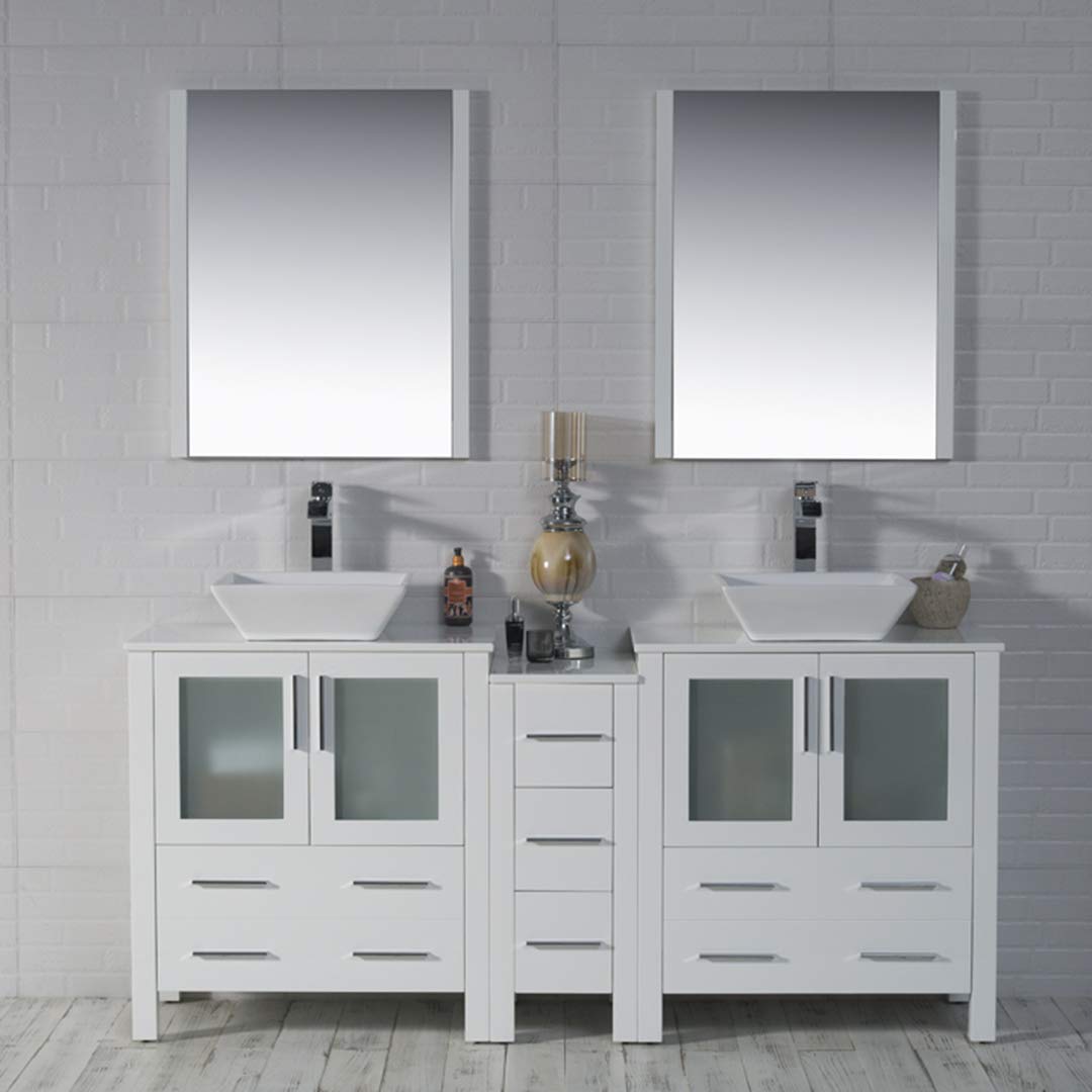 Blossom Sydney 72" Double Vanity Set, White, Espresso, Metal Grey