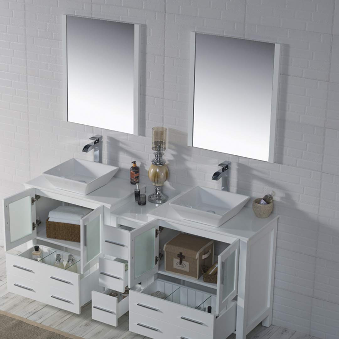 Blossom Sydney 72" Double Vanity Set, White, Espresso, Metal Grey