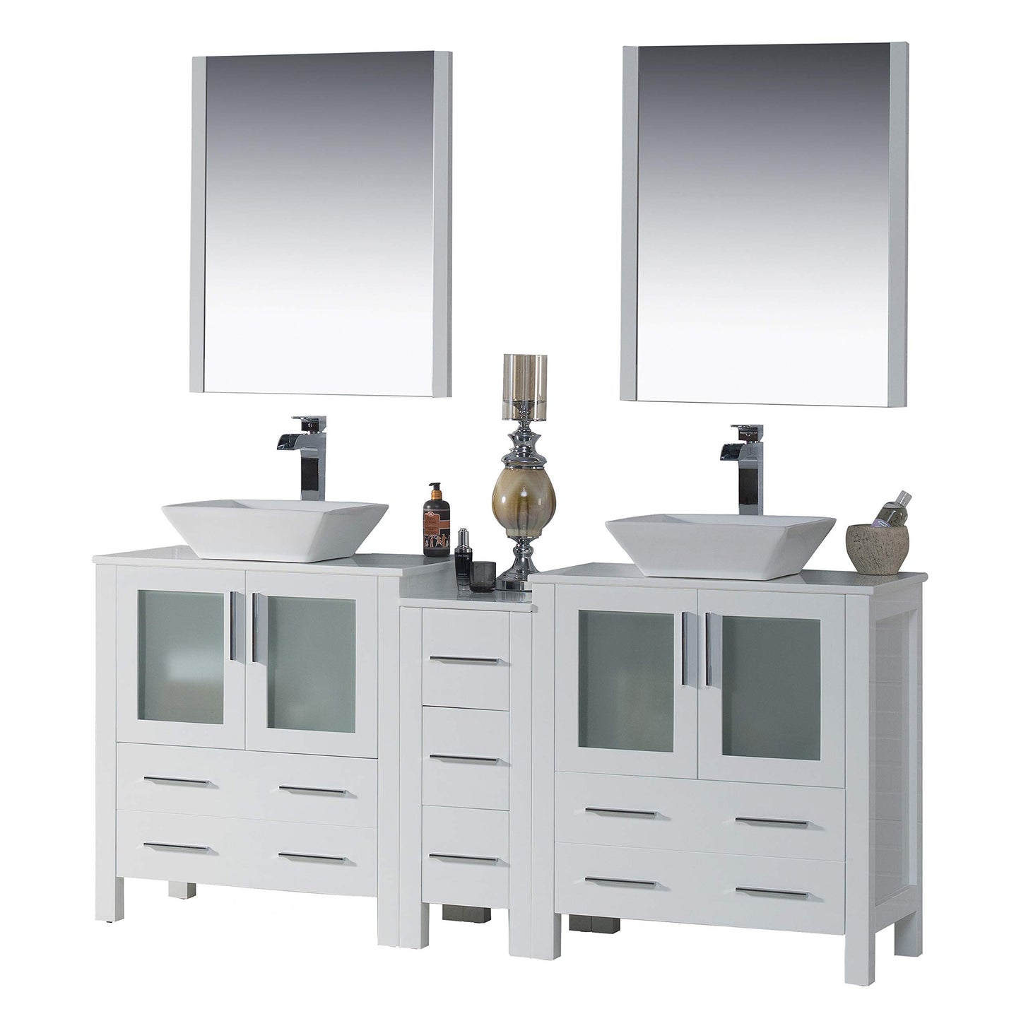 Blossom Sydney 84" Double Vanity Set, White, Espresso, Metal Grey