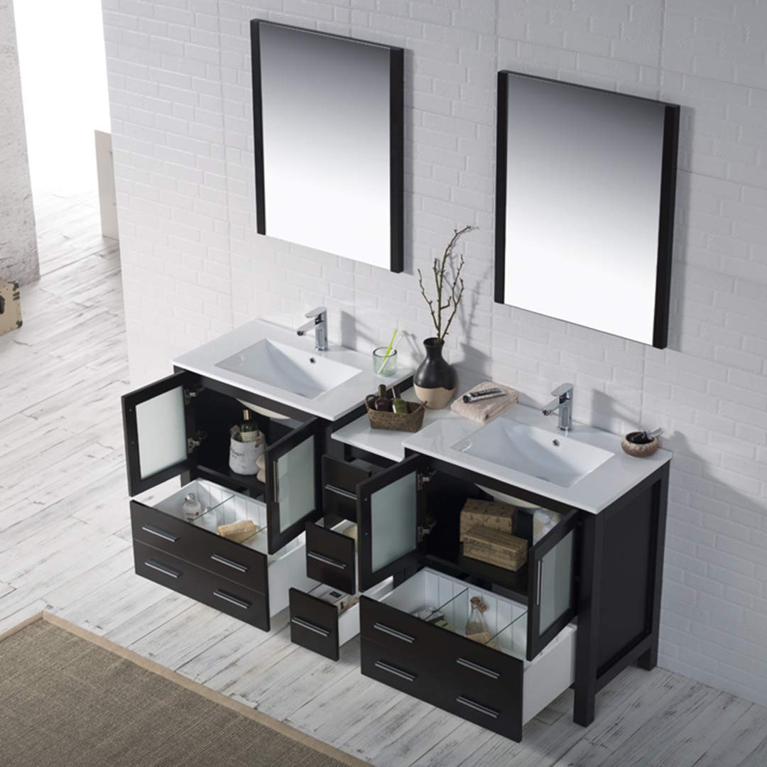 Blossom Sydney 72" Double Vanity Set, White, Espresso, Metal Grey