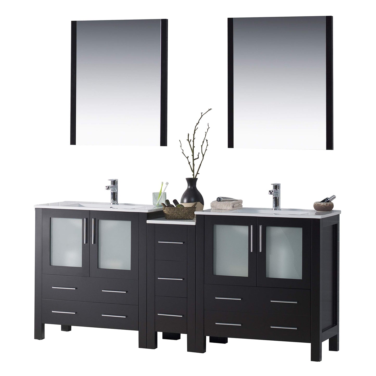 Blossom Sydney 72" Double Vanity Set, White, Espresso, Metal Grey