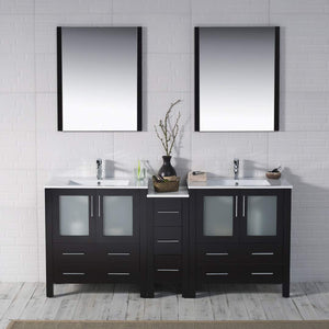 Blossom Sydney 72" Double Vanity Set, White, Espresso, Metal Grey