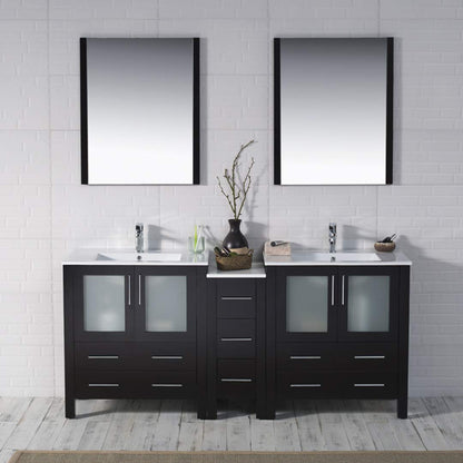 Blossom Sydney 84" Double Vanity Set, White, Espresso, Metal Grey