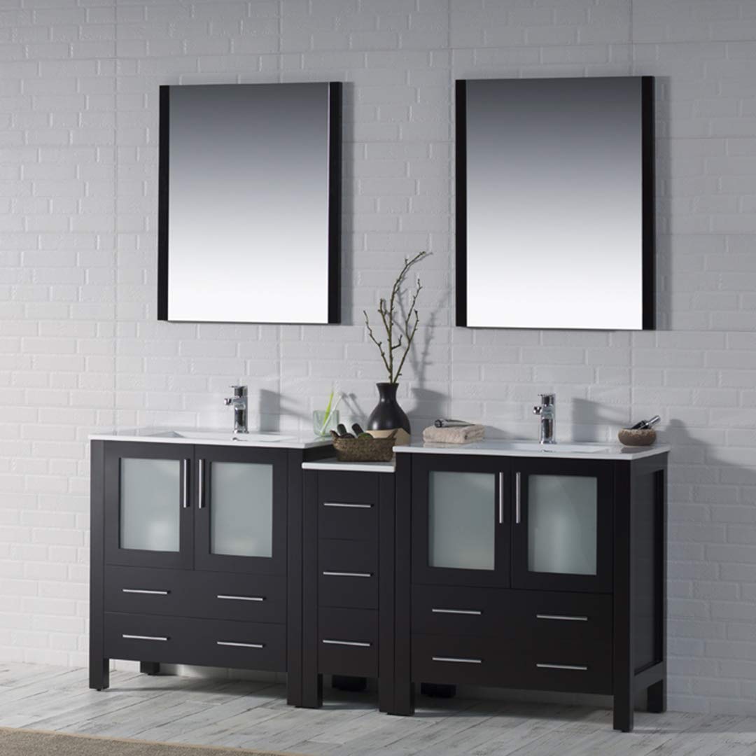 Blossom Sydney 72" Double Vanity Set, White, Espresso, Metal Grey