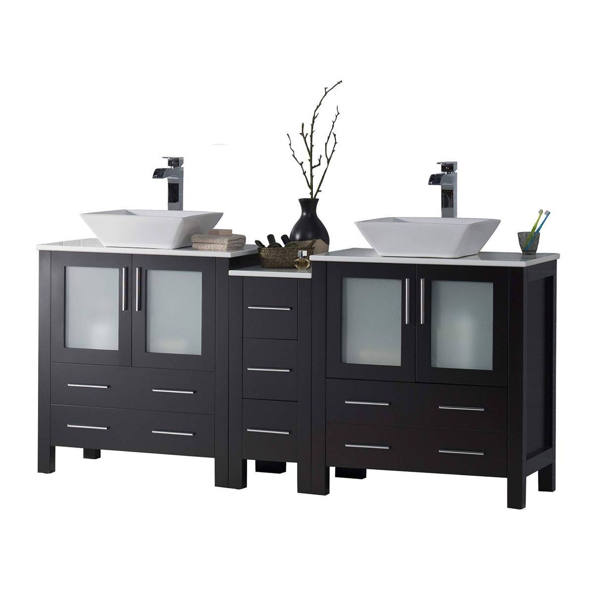 Blossom Sydney 72" Double Vanity Set, White, Espresso, Metal Grey