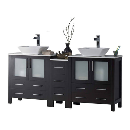 Blossom Sydney 84" Double Vanity Set, White, Espresso, Metal Grey