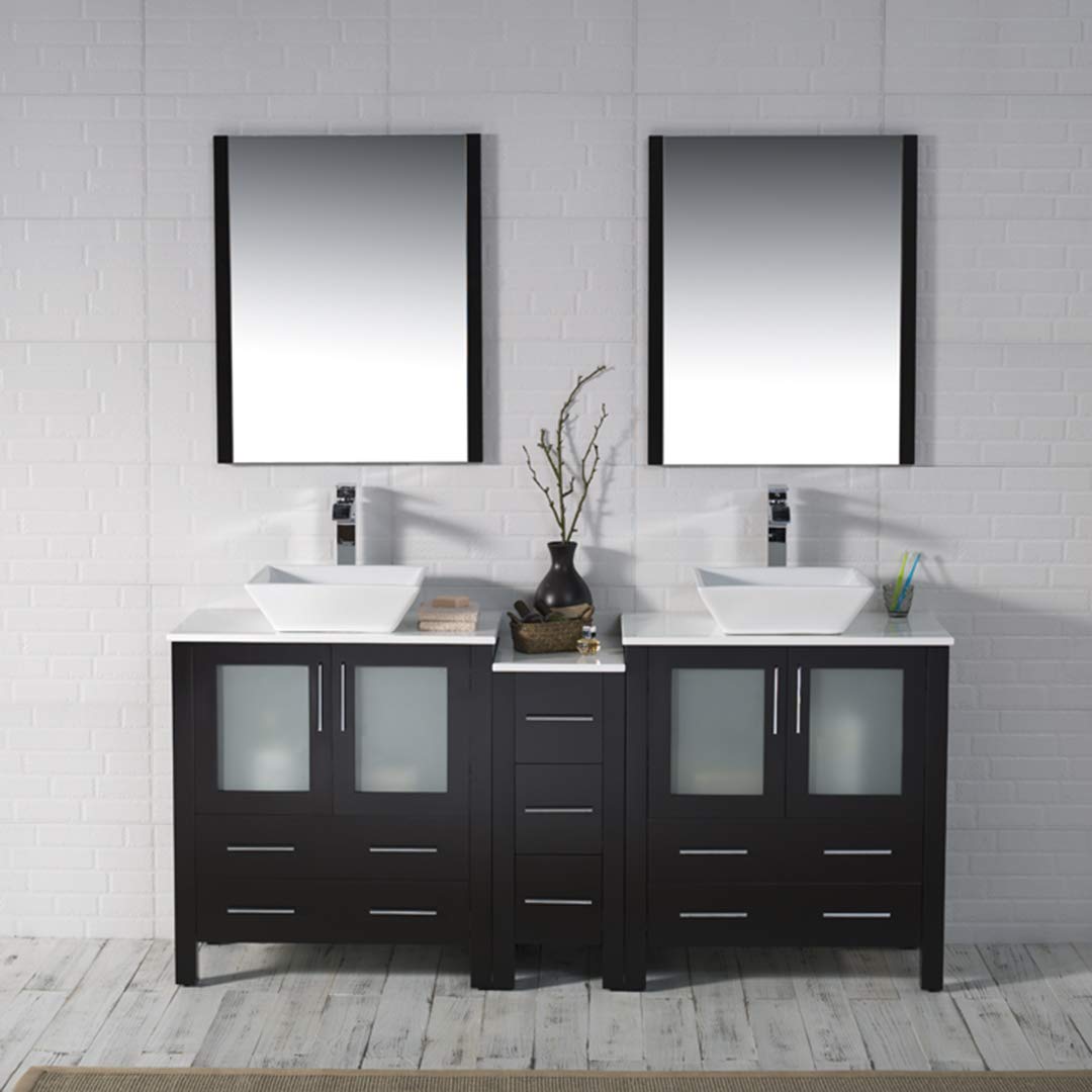 Blossom Sydney 72" Double Vanity Set, White, Espresso, Metal Grey