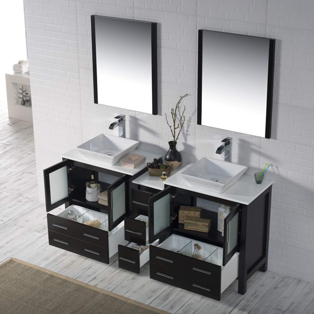 Blossom Sydney 72" Double Vanity Set, White, Espresso, Metal Grey