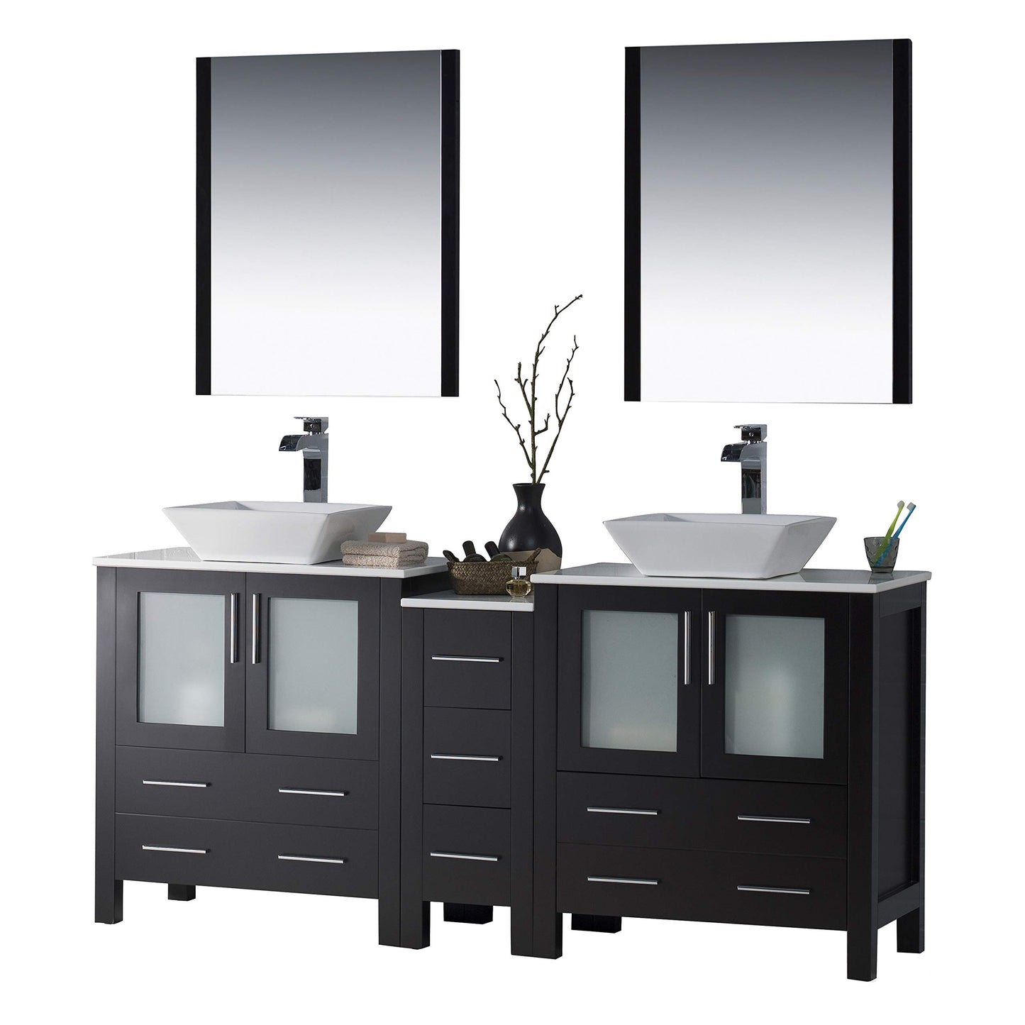 Blossom Sydney 72" Double Vanity Set, White, Espresso, Metal Grey