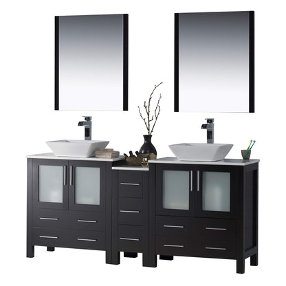 Blossom Sydney 84" Double Vanity Set, White, Espresso, Metal Grey