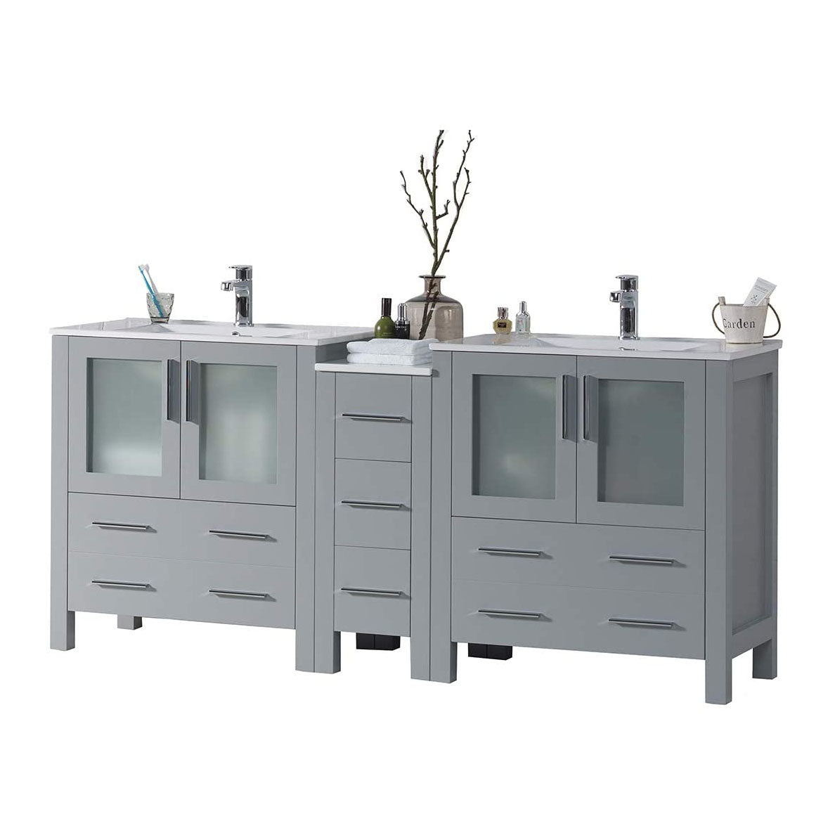 Blossom Sydney 72" Double Vanity Set, White, Espresso, Metal Grey