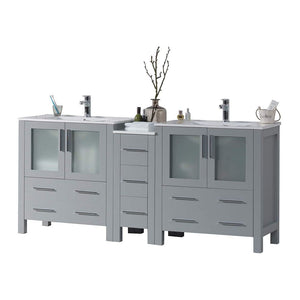 Blossom Sydney 72" Double Vanity Set, White, Espresso, Metal Grey