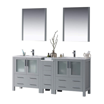 Blossom Sydney 72" Double Vanity Set, White, Espresso, Metal Grey