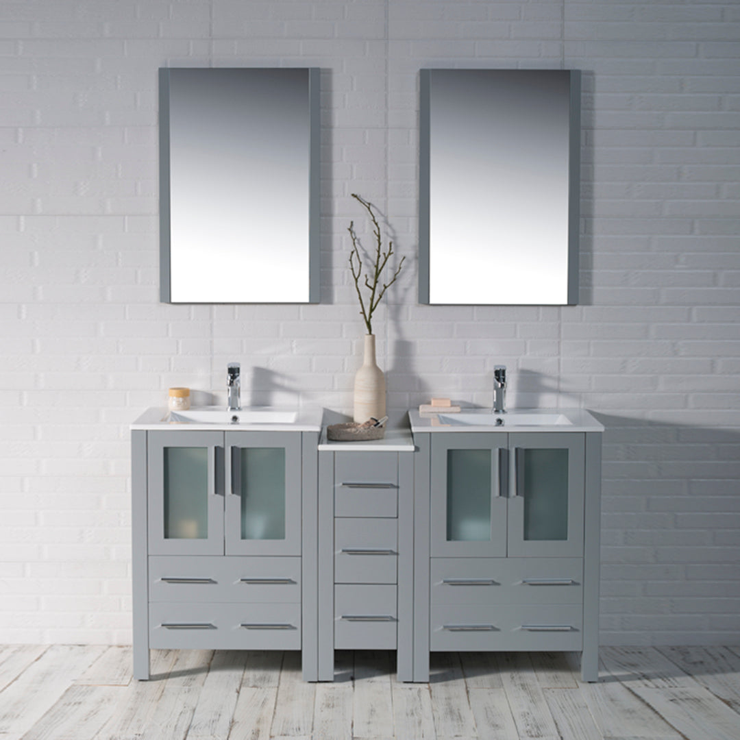 Blossom Sydney 72" Double Vanity Set, White, Espresso, Metal Grey