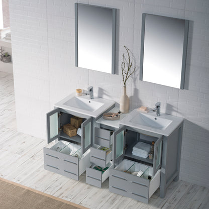 Blossom Sydney 72" Double Vanity Set, White, Espresso, Metal Grey