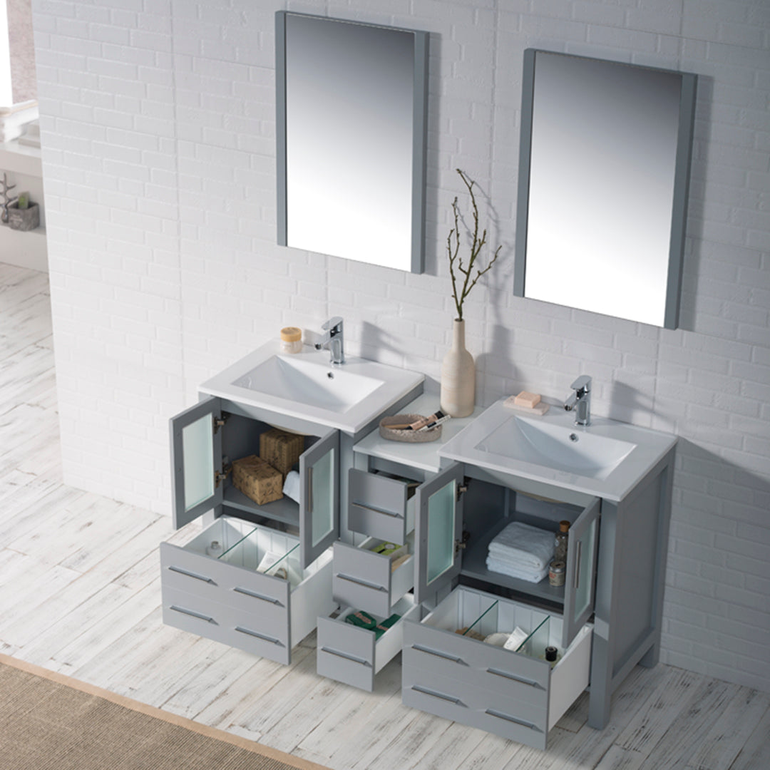 Blossom Sydney 84" Double Vanity Set, White, Espresso, Metal Grey