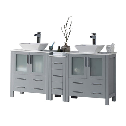 Blossom Sydney 72" Double Vanity Set, White, Espresso, Metal Grey