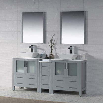 Blossom Sydney 72" Double Vanity Set, White, Espresso, Metal Grey