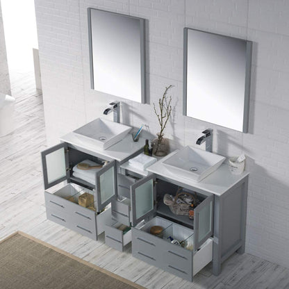 Blossom Sydney 72" Double Vanity Set, White, Espresso, Metal Grey