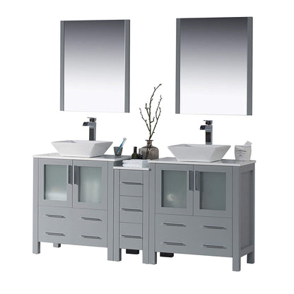 Blossom Sydney 72" Double Vanity Set, White, Espresso, Metal Grey