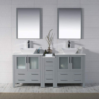 Blossom Sydney 72" Double Vanity Set, White, Espresso, Metal Grey