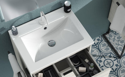 Lucena Bath 32" Décor Tirador Freestanding Vanity in White, Black, Gray or White and Silver. - The Bath Vanities