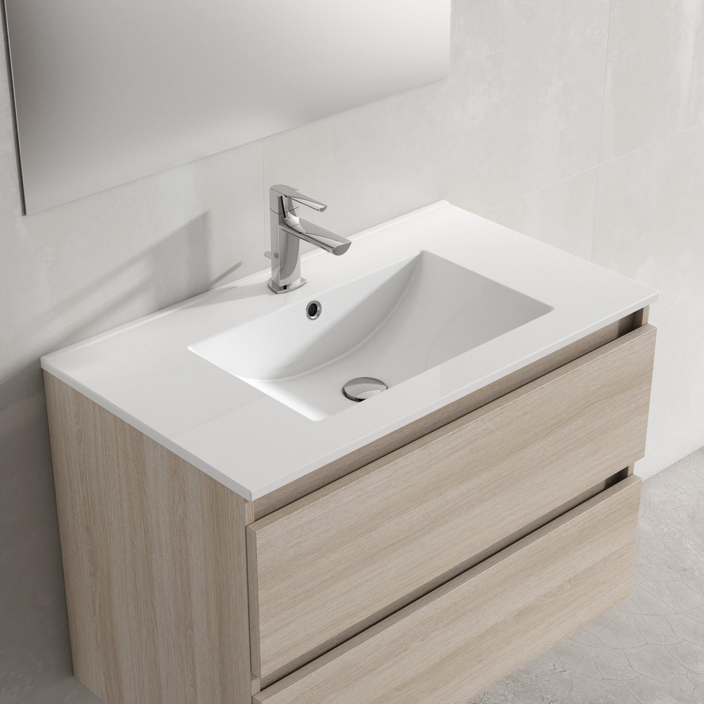 Lucena Bath 32" Décor Tirador Freestanding Vanity in White, Black, Gray or White and Silver. - The Bath Vanities