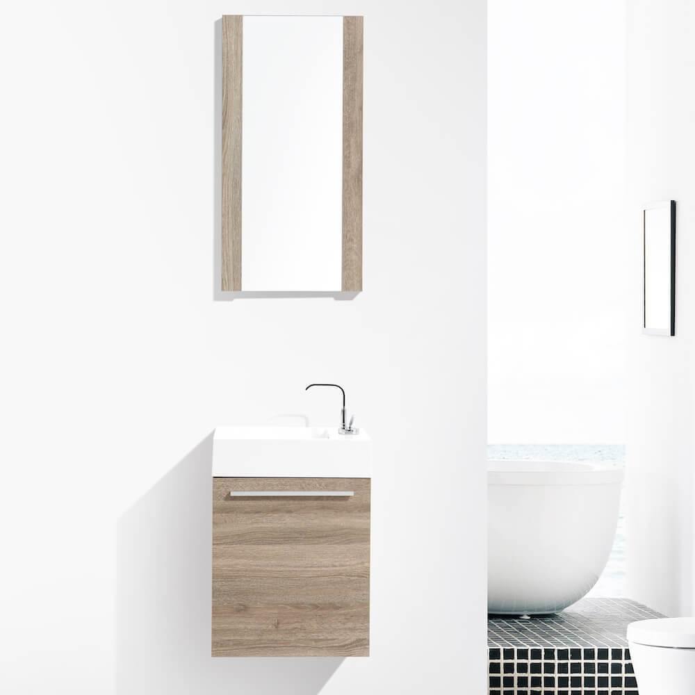 Blossom Colmar 18 Inch Vanity Base in White / Cart Oak / Dark Oak / Navy Blue. Available with Acrylic Sink / Acrylic Sink + Mirror - The Bath Vanities