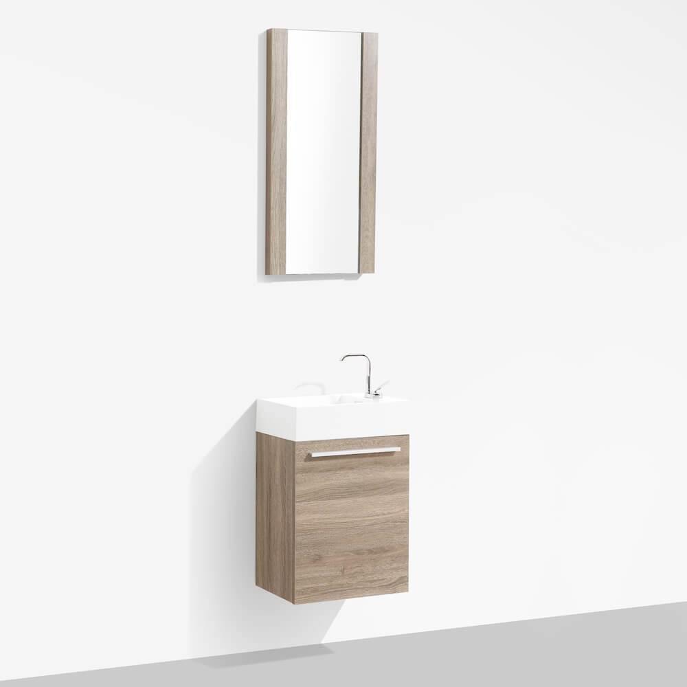 Blossom Colmar 18 Inch Vanity Base in White / Cart Oak / Dark Oak / Navy Blue. Available with Acrylic Sink / Acrylic Sink + Mirror - The Bath Vanities