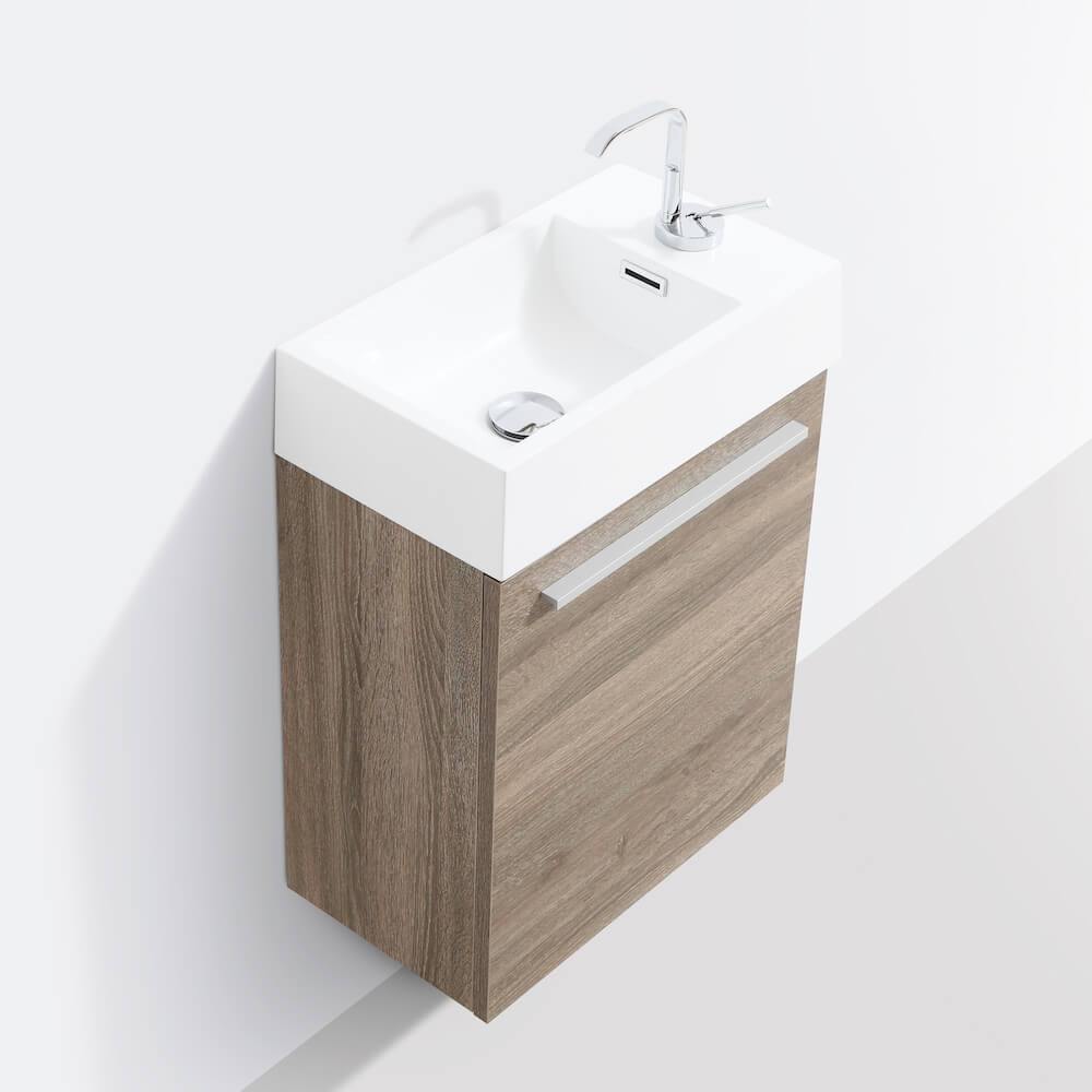 Blossom Colmar 18 Inch Vanity Base in White / Cart Oak / Dark Oak / Navy Blue. Available with Acrylic Sink / Acrylic Sink + Mirror - The Bath Vanities