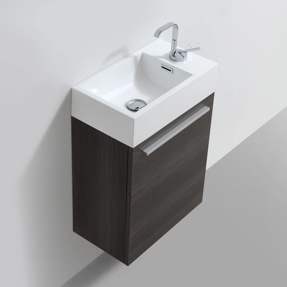 Blossom Colmar 18 Inch Vanity Base in White / Cart Oak / Dark Oak / Navy Blue. Available with Acrylic Sink / Acrylic Sink + Mirror - The Bath Vanities