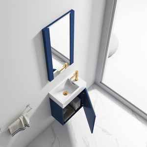 Blossom Colmar 18 Inch Vanity Base in White / Cart Oak / Dark Oak / Navy Blue. Available with Acrylic Sink / Acrylic Sink + Mirror - The Bath Vanities