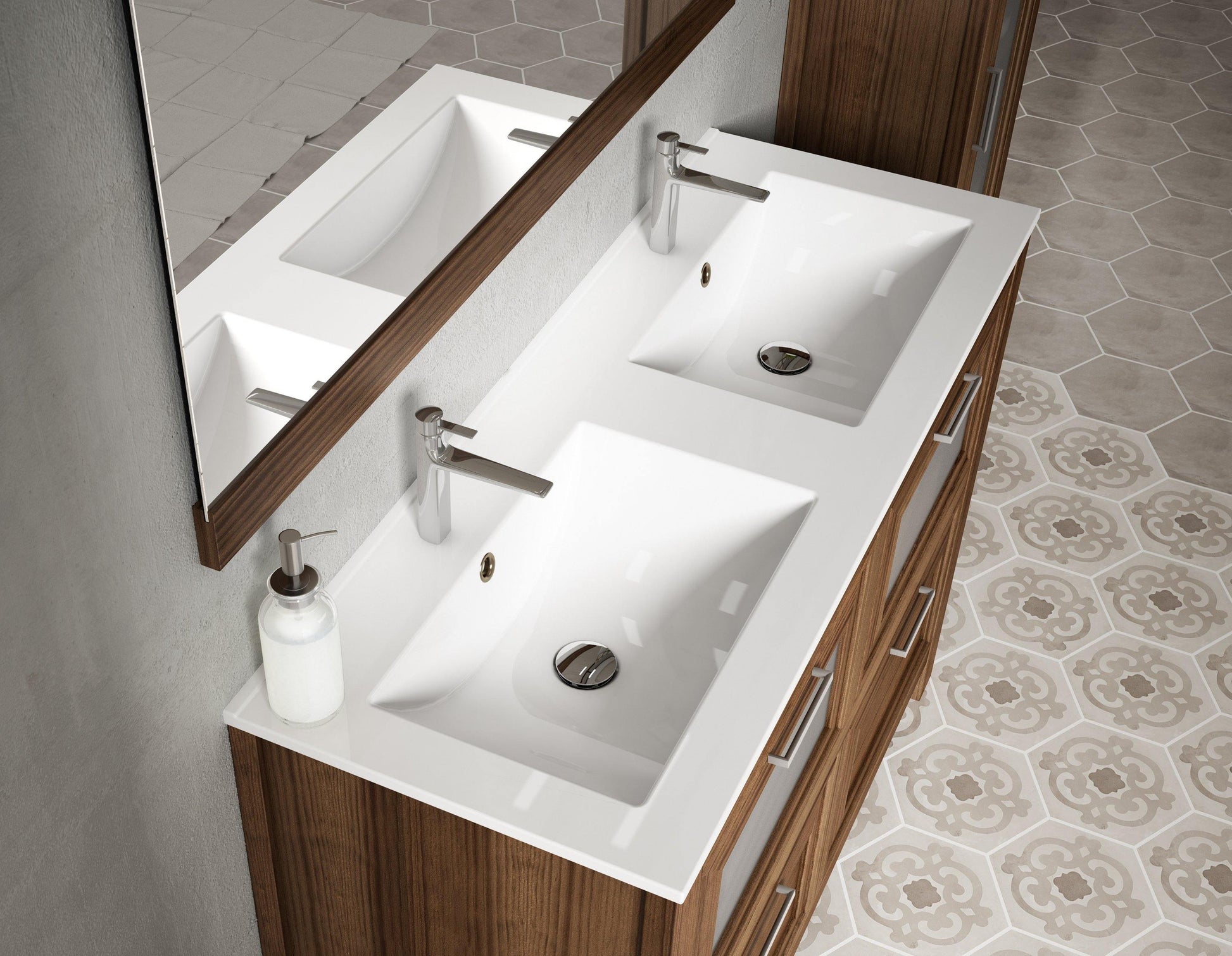 Lucena Bath 64" Décor Cristal Vanity in White, Black, Grey, White and Black or White and Grey - The Bath Vanities