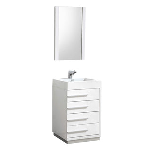 Blossom Barcelona 30 Inch Vanity Base in White / Dark Oak. Available with Acrylic Sink / Acrylic Sink + Mirror - The Bath Vanities
