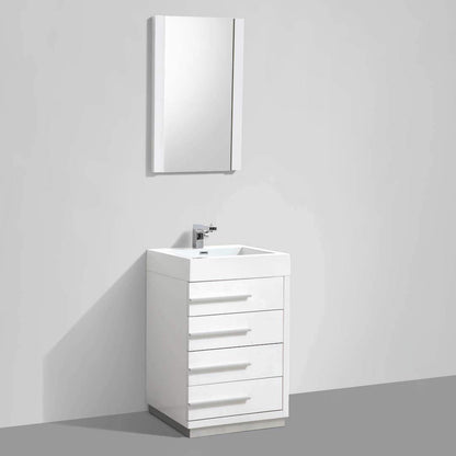 Blossom Barcelona 30 Inch Vanity Base in White / Dark Oak. Available with Acrylic Sink / Acrylic Sink + Mirror - The Bath Vanities