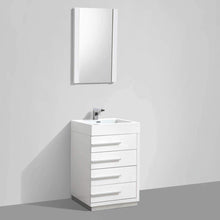Load image into Gallery viewer, Blossom Barcelona 30 Inch Vanity Base in White / Dark Oak. Available with Acrylic Sink / Acrylic Sink + Mirror - The Bath Vanities
