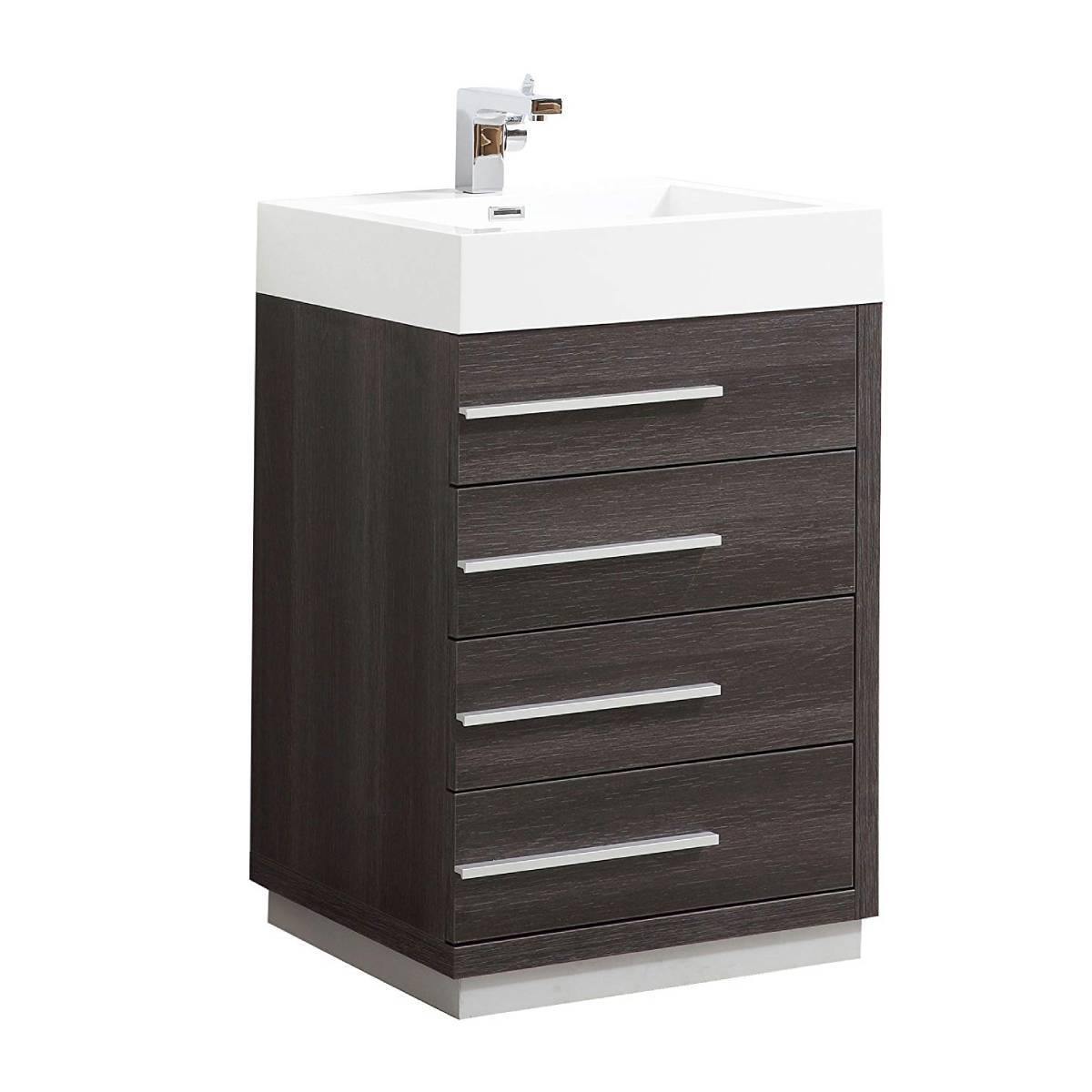 Blossom Barcelona 24 Inch Vanity Base in White / Dark Oak. Available with Acrylic Sink / Acrylic Sink + Mirror - The Bath Vanities