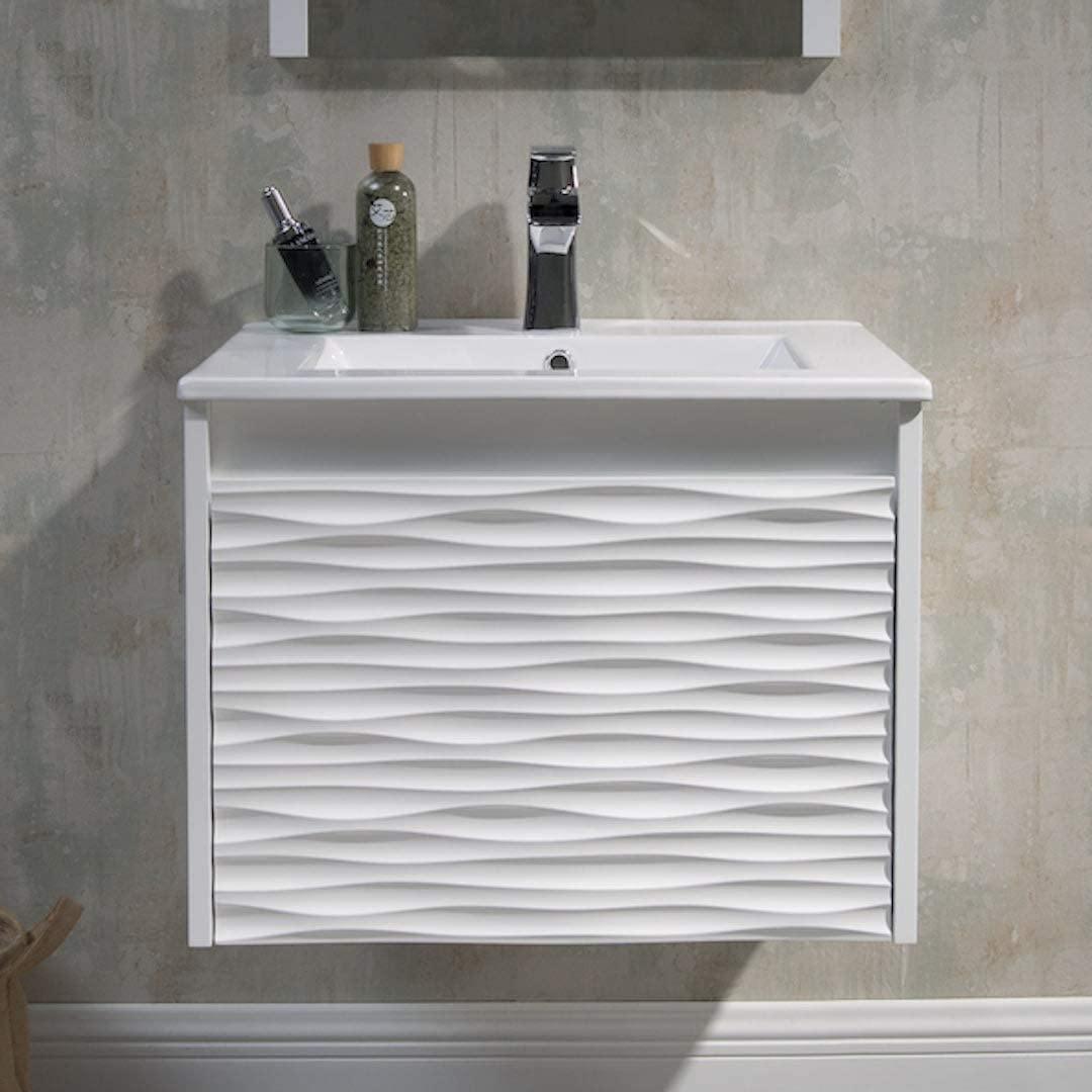 Blossom Paris 30 Inch Vanity Base in White. Available with Ceramic Sink / Ceramic Sink + Mirror - The Bath Vanities