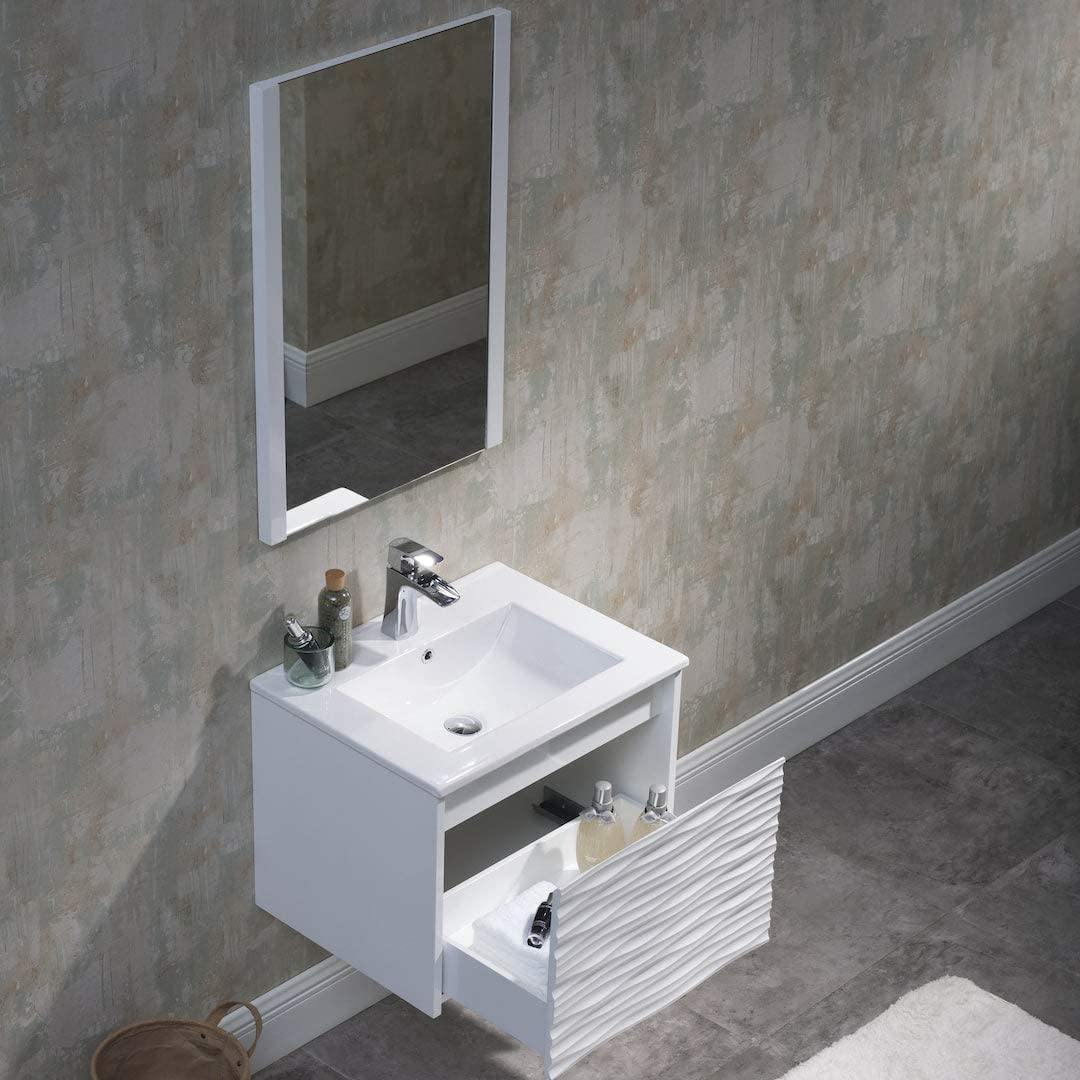 Blossom Paris 24 Inch Vanity Base in White. Available with Ceramic Sink / Ceramic Sink + Mirror - The Bath Vanities