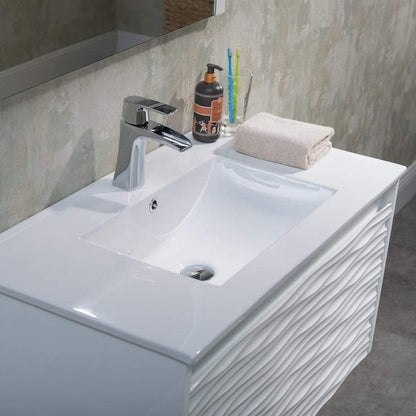 Blossom Paris 36 Inch Vanity Base in White. Available with Ceramic Sink / Ceramic Sink + Mirror - The Bath Vanities