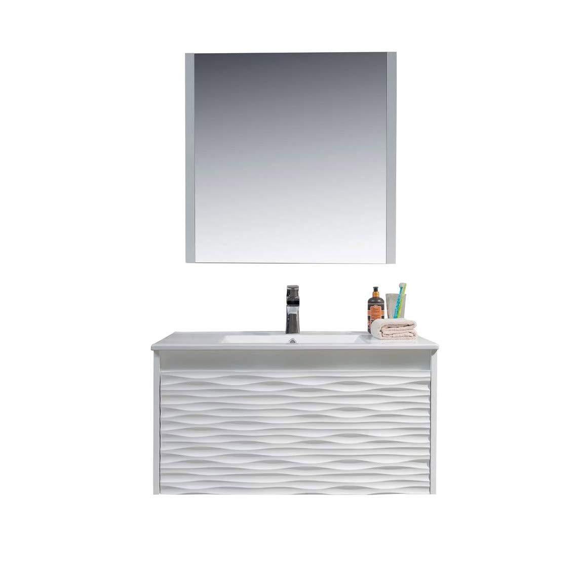 Blossom Paris 36 Inch Vanity Base in White. Available with Ceramic Sink / Ceramic Sink + Mirror - The Bath Vanities